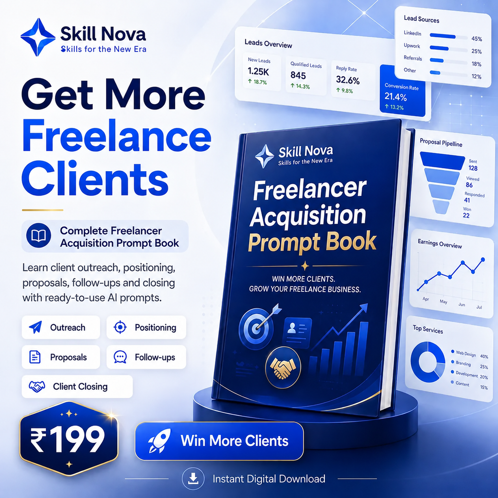 Freelancer Client Acquisition AI Prompt Book | Skill Nova