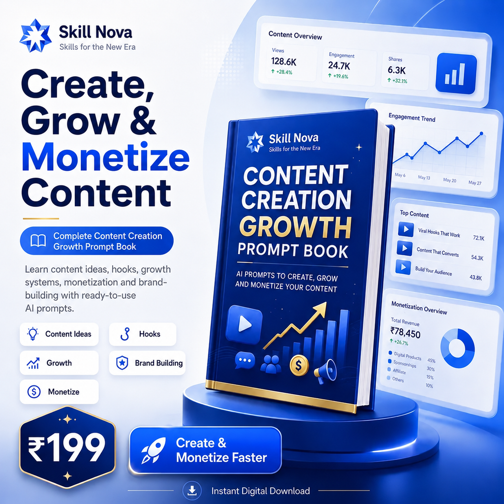 Content Creation Growth & Monetization AI Prompt Book | Skill Nova