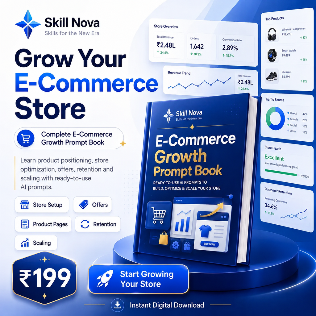 E-Commerce Growth AI Prompt Book for Online Stores | Skill Nova
