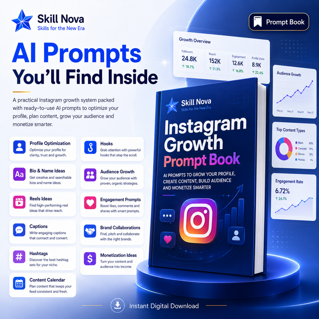 Instagram Growth & Monetization AI Prompt Book | Skill Nova