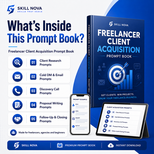 Freelancer Client Acquisition AI Prompt Book | Skill Nova