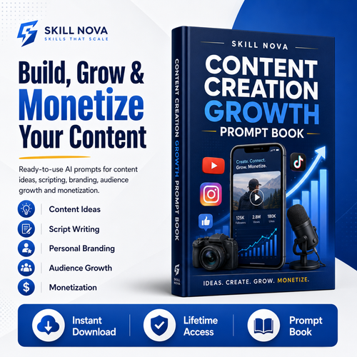 Content Creation Growth & Monetization AI Prompt Book | Skill Nova